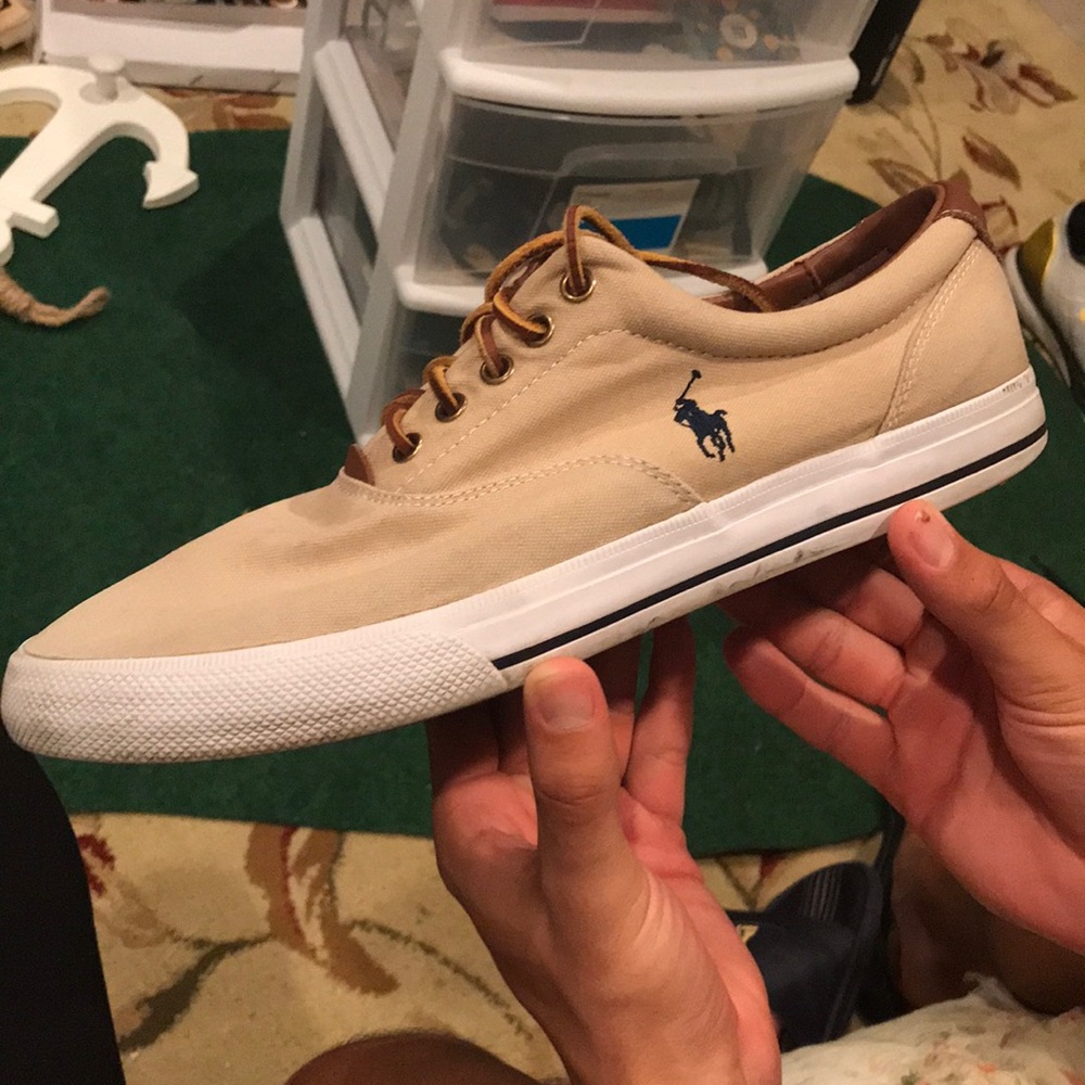 Men’s polo shoes. Sandy cream color. Gently used